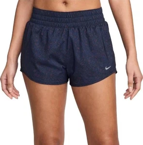 New Womens XS Nike One Dri-FIT Mid-Rise 3" Brief-Lined Shorts Blue Print X-Small - Picture 1 of 4