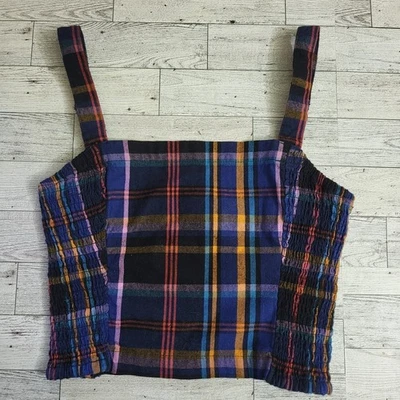 Hollister California Plaid Crop Top Smocked Sleeveless Adjustable Straps Small - Image 1 of 4