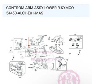 KYMCO MXU500i MXU550i MXU700i CONTROL ARM LOWER RIGHT 54450-ALC1-E01-MAS OEM - Picture 1 of 3