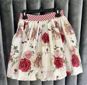New Monnalisa Chic Lined Multicolor White Floral Skirt Size 10Youth - Picture 1 of 5