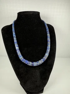 "Collar de cuentas graduadas de lapislázuli genuino, nativo americano, 17""" - Imagen 1 de 8