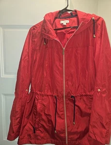 NWT Susan Graver Jacket Womens Large Red Full Zip Windbreaker Rain Lightweight - Picture 1 of 5