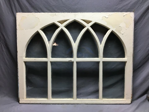 Antique Gothic Arched Window Sash Shabby 34x43 Vintage Chic Old 844-21B Cover