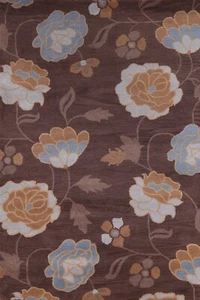 Alfombra marrón oscuro floral Agra contemporánea 5x8 alfombra de vestíbulo de lana acolchada a mano - Imagen 1 de 12
