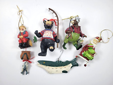 Lot of 5 Fishing Christmas Ornaments Assorted - Rustic, Cabin, bears.