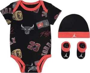 3 Piece Nike Air Jordan Outfit / Gift Set, Size 0-6 Months, Black Red, B60 MP - Picture 1 of 8