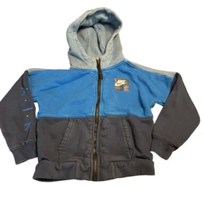 Nike Youth Hooded Full Zip Sweatshirt Jacket Unisex Size 6 M Blue Pockets Logo - Picture 1 of 9