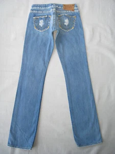 Jean True Religion Cintura Baja Recto Mujer Talla 26 Azul Envejecido 100% Algodón EE. UU. - Imagen 1 de 11