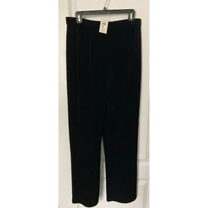 NWT Chico's Black Velour Elastic Waist Pants - Size 2 - Picture 1 of 4