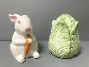 Vintage Rabbit And Lettuce Salt And Pepper Shakers, Asia Master Group, Excellent - Picture 1 of 5