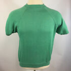 Sweat-shirt vintage années 60 70 blanc plat détressé porté vert mousse de mer T-shirt M