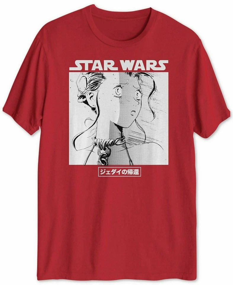 Star Wars Mens T-shirt Red Size Medium M Manga Princess Leia Kanji Crewneck 028