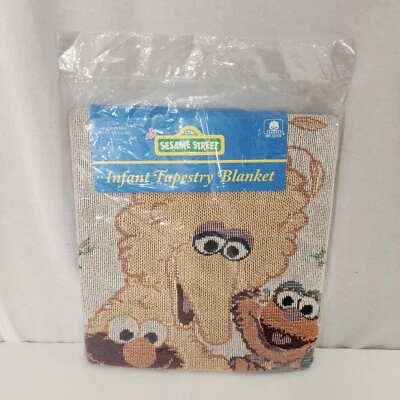 芝麻街 Big Bird Elmo 婴儿毯挂毯 53 英寸 x 36 复古 1996 年 Riegel — 第 1/4 张图片