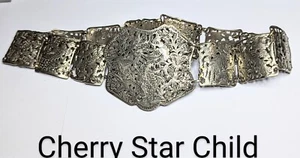 Incredible Antique low silver huge engraved panel belt nurses buckle peacocks - Picture 1 of 16