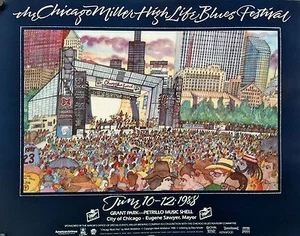 CHICAGO BLUES FESTIVAL 1988 POSTER 22' X 28" ART BY MARK MCMAHON ROLLED MINT - Picture 1 of 1