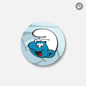 Dibujos animados de la cara de los Pitufos | Imán decorativo redondo de 4"" X 4"" - Imagen 1 de 2