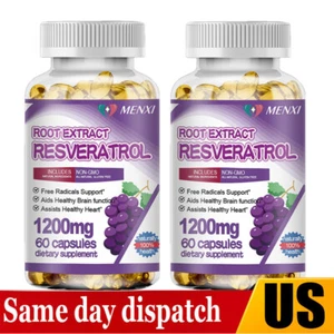 1200 MG Resveratrol Maximum Strength Natural AntiAging Antioxidant 2*60 Capsules - Picture 1 of 10