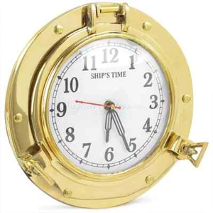 12" Antique Brass Ship Porthole Wall Clock – Nautical Marine Home Décor - Picture 1 of 4