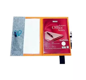 Schreibmappe A4 aus Filz orange/grau mit Block, Schreibblockmappe - Bild 1 von 3