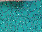 Quilting Fabric "String Of Christmas Lights" Green With Black &Multicolor Lights