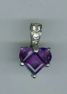 Attraktiver Sterling Silber Anhänger in Herzform mit Stein - Bild 1 von 2