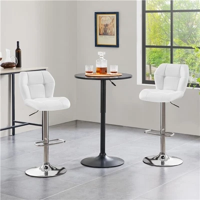 Barhocker 2er Set Barstuhl Polsterhocker Küchenstühle Sitzhocker Weiß wie Neu - Bild 1 von 4