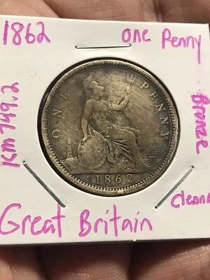 Reino Unido (Grã-Bretanha) 1862 Penny Queen Victoria KM# 749.2 - Imagem 1 de 4