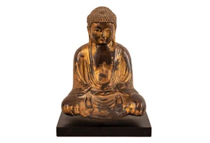 Ein Antiker Buddha Amitabha Bronze & Goldlack Japan 18./19. Jh. Edo / Meiji Zeit - Bild 1 von 8