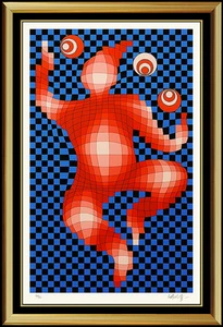 Victor Vasarely Color Screenprint Signed Contemporary Op Art Illusion Juggler - Picture 1 of 5