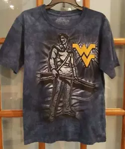 Boys Sz L 14/16 The Mountain WV Mountaineer Graphic T-Shirt Blue Tie Dye WVU - Picture 1 of 3