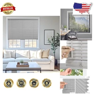 Sleek Gray Vinyl Cordless Blinds 24.25" W x 48" H - Safe & Elegant for All Rooms - Picture 1 of 10