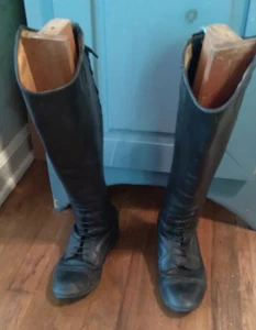 Treadstone schwarze hohe Lederreitstiefel - 6 1/2 XW - Höhe 19 - Wade 15 - Bild 1 von 9