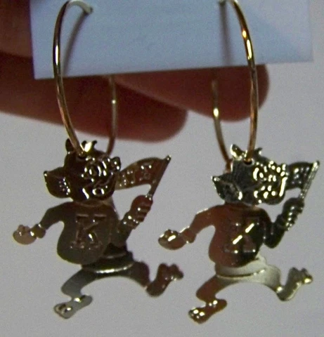 Kansas University K State Wild Cats 3D Gold Tone Hoop Earrings Free Ship Cover