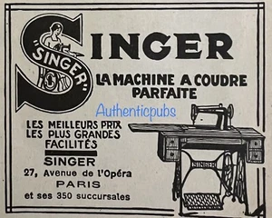 REKLAME SINGER LA MACHINE A COUDRE PERFECT VON 1926 FRANZÖSISCHE WERBUNG AD PUB SELTEN - Bild 1 von 1