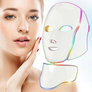 7 Farben LED Licht Photon Gesicht Hals Maske Verjüngung Haut Falten Therapie USA - Bild 1 von 26