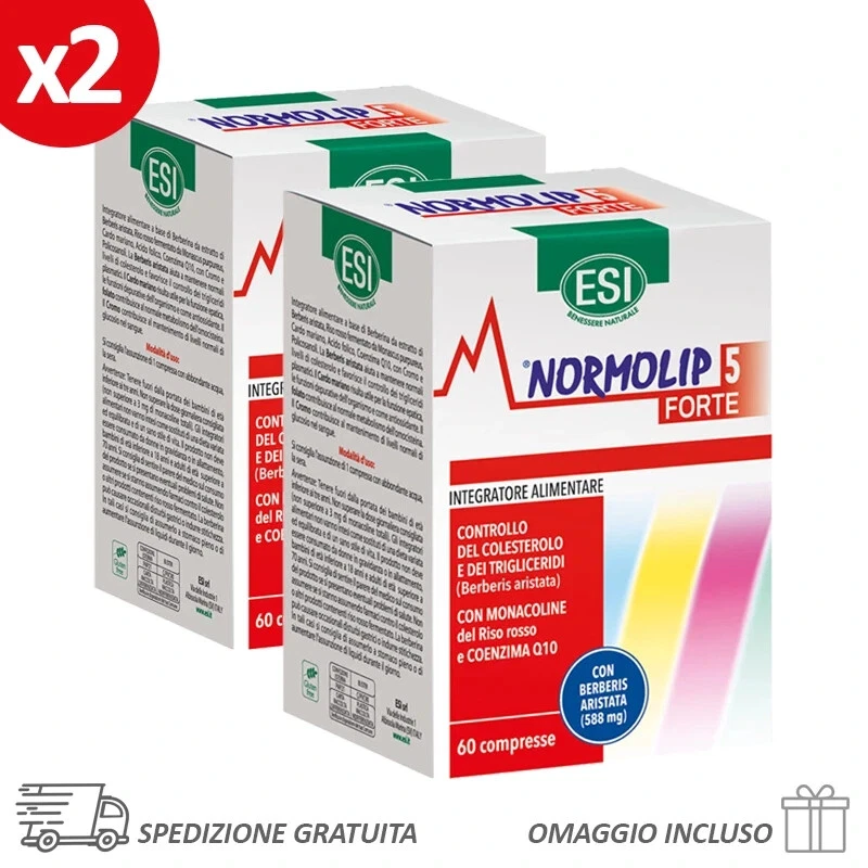 Esi Normolip 5 Forte 60 Compresse Coenzima Q10 Per Il Colesterolo - 2 Confezioni - Immagine 1 di 1