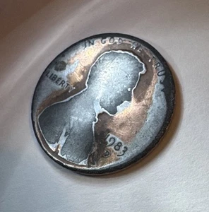1983 D Wide AM Penny Struck on a Dime Planchet Lamination error Weighs 2.1 Grams - Picture 1 of 16