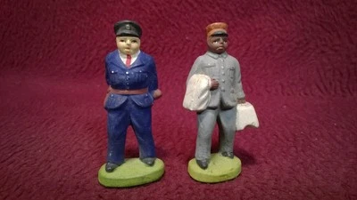 VINTAGE MODEL RAILROAD COMPOSITE 3-IN FIGURES - POLICE & PORTER - JAPAN - Image 1 of 4