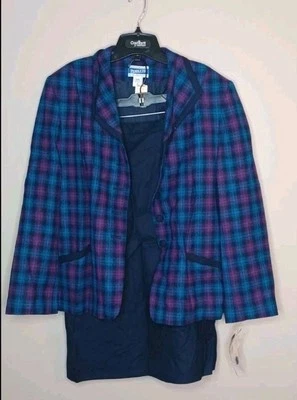 De Colección Pendleton Mujeres Falda Traje Conjunto 14 Blazer Lana Virgen Púrpura Falda a Cuadros Foto 1 de 4