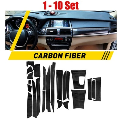 1-10Set PVC Carbon Fiber Center Control Console Trim for BMW X5 E70 X6 E71 08-14 - Image 1 of 4