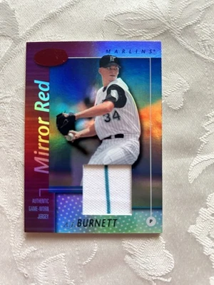 2022 AJ Burnett Leaf Certified Mirror Red w/jersey swatch 030/150 - Image 1 of 2