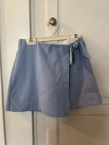 Zara Girls Skort Size 11-12 Light Blue Herringbone Pattern Summer - Picture 1 of 3
