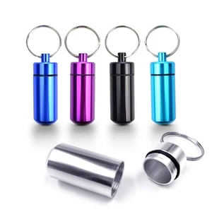 - Keychain Pill Holder (5 Pack), Aluminium Small Pill Case, Waterproof Pill B... - Picture 1 of 9