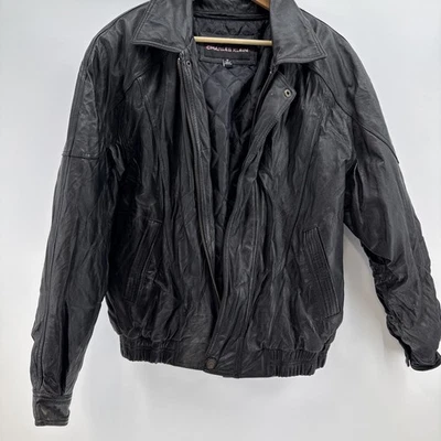 Abrigo Chaqueta De Colección Para Hombre Charles Klein Negro Cuero Genuino M Cremallera Completa Forrada Foto 1 de 4