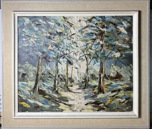 Vintage European Impressionist Forest Scene Impasto Signed Framed - Picture 1 of 16