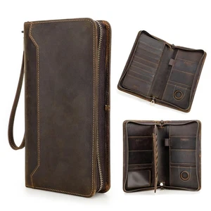 Full Grain Leather Family Passport Holder for 6 Travel Airtag Passport Wallet... - Foto 1 di 9