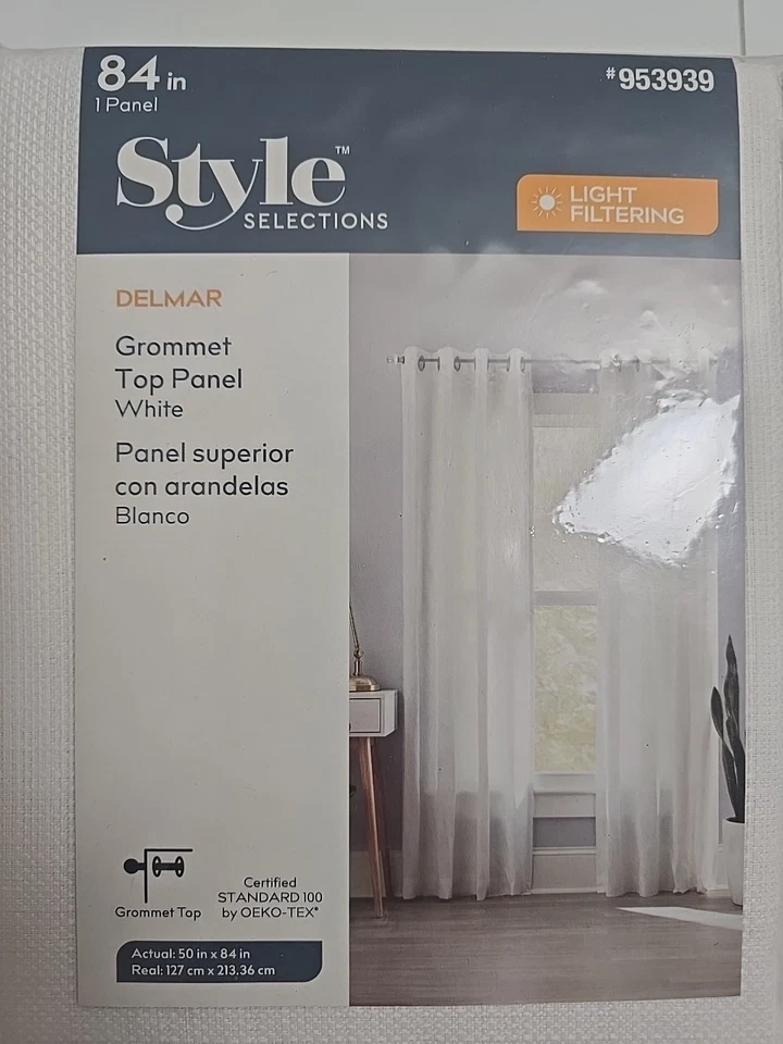 Panel superior con ojal Delmar filtrado de luz blanco 50x84 pulgadas 953939 Foto 1 de 3