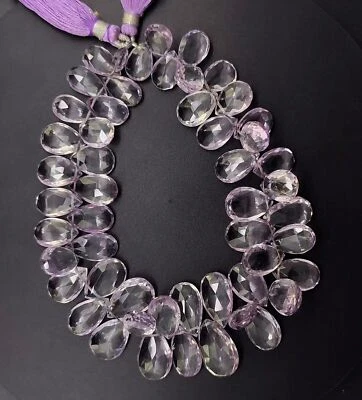 Gema de amatista rosa natural 11x8 a 17x11 mm tamaño facetado pera briolette 9" Foto 1 de 4