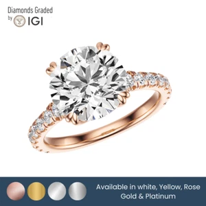 IGI 2.50 CT FVS2 Round Cut Lab Grown Diamond Engagement Ring 14K Rose Gold - Bild 1 von 4