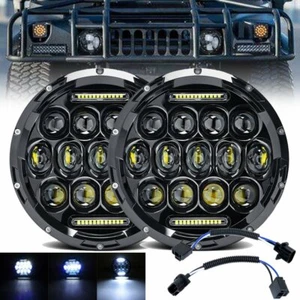 Par de faros LED redondos de 7 pulgadas faros haz alto/bajo con DRL para Hummer H1 H2 - Imagen 1 de 8